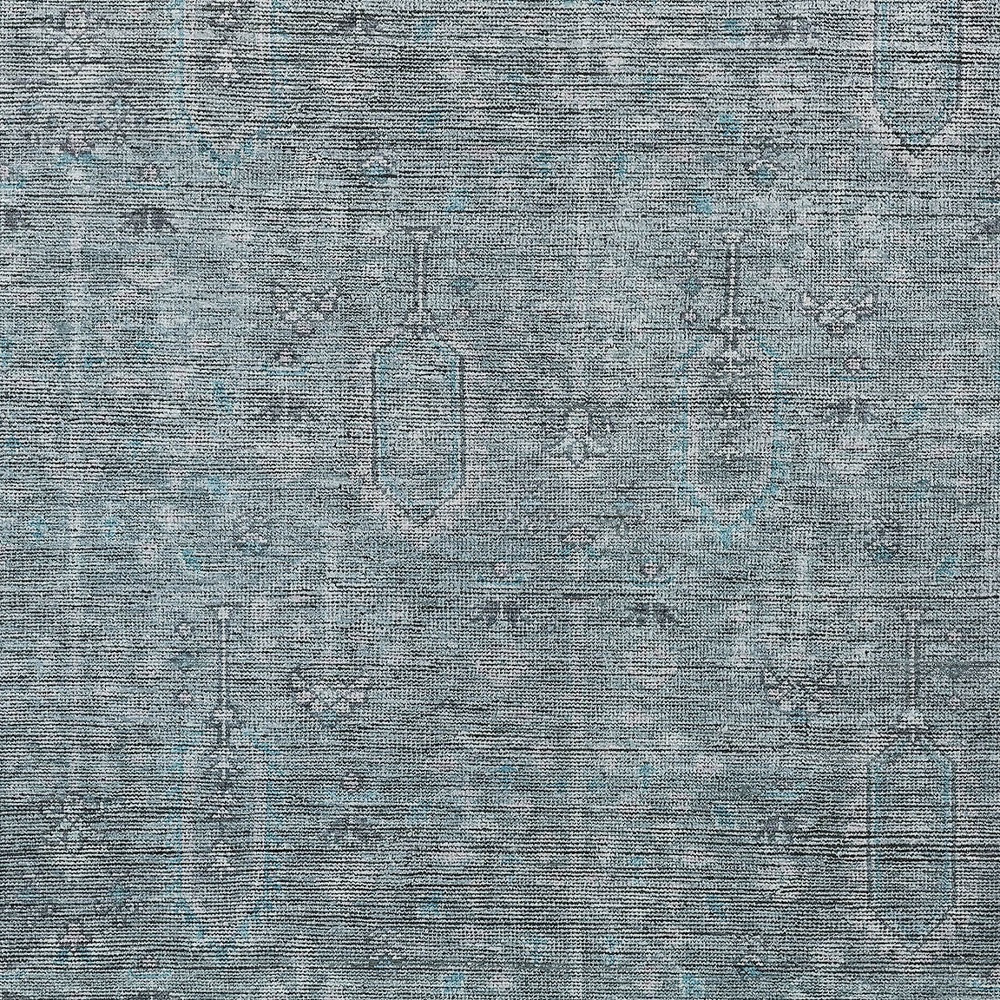9' X 12' Teal Blue And Gray Southwestern Washable Indoor Outdoor Area Rug
