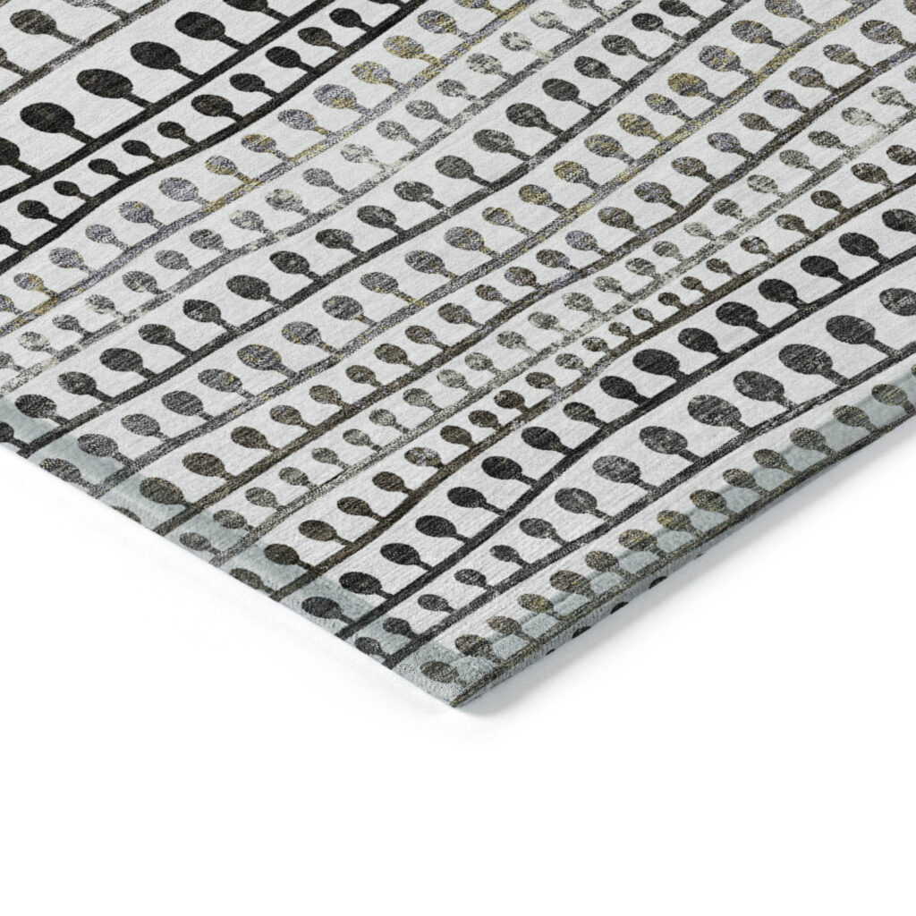 3' X 5' Ivory Taupe And Charcoal Striped Washable Indoor Outdoor Area Rug