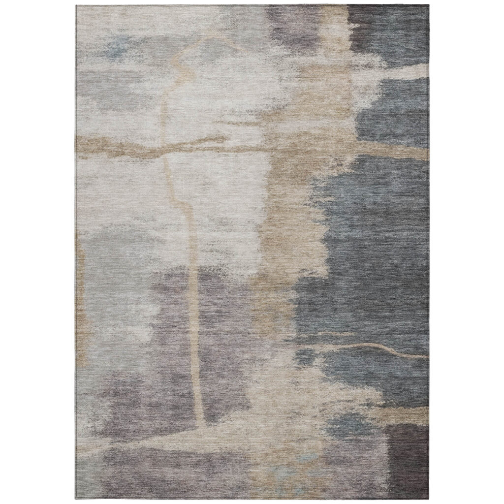 5' X 8' Gray Charcoal And Beige Abstract Washable Indoor Outdoor Area Rug
