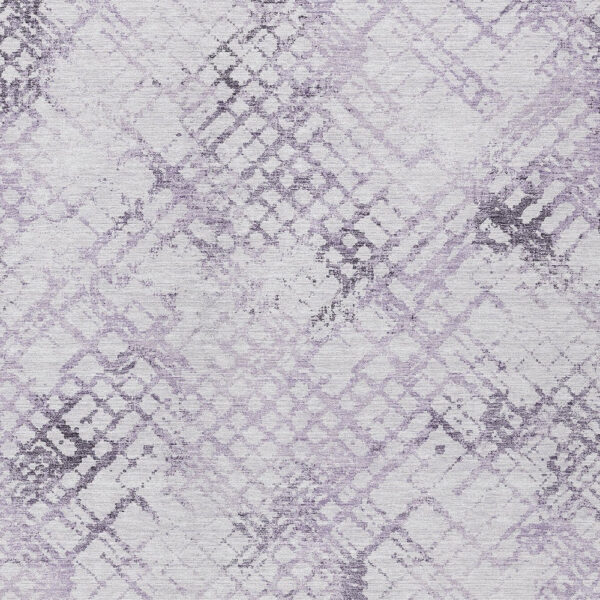 9' X 12' Purple Lavender And Silver Geometric Washable Indoor Outdoor Area Rug