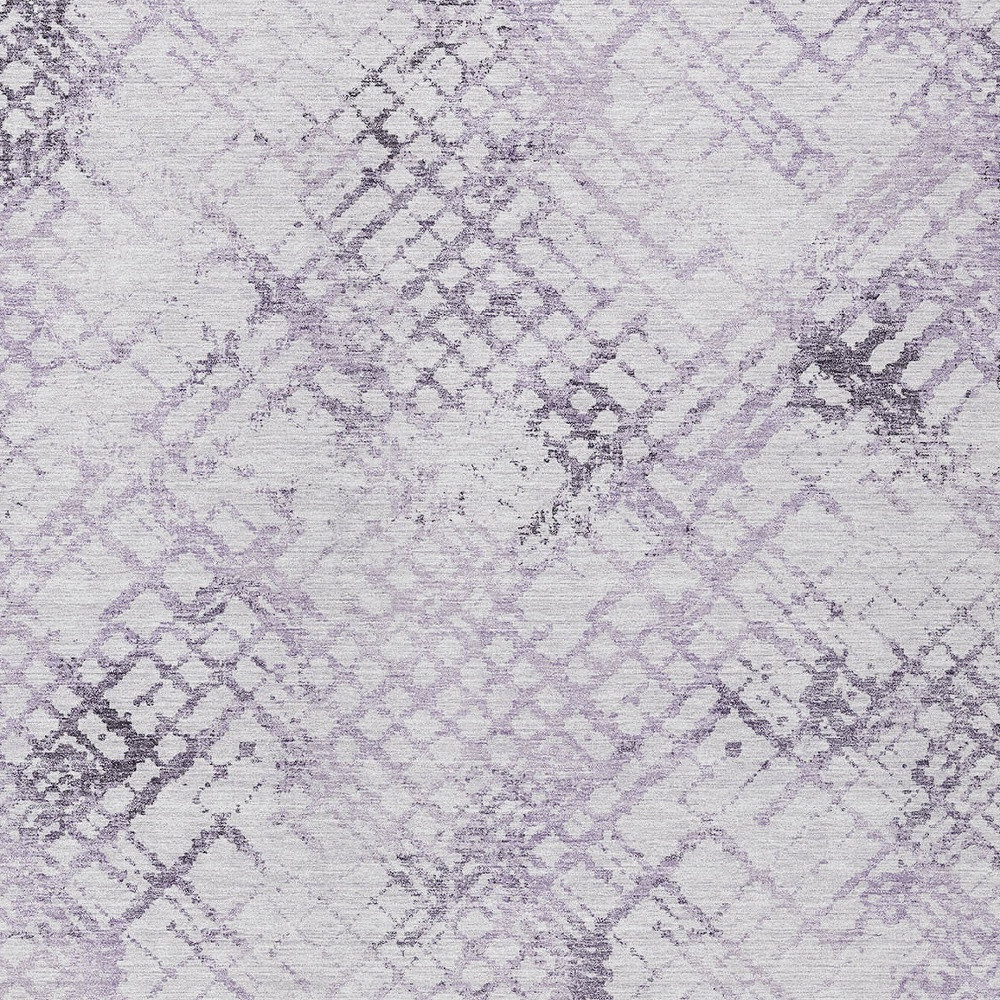 9' X 12' Purple Lavender And Silver Geometric Washable Indoor Outdoor Area Rug