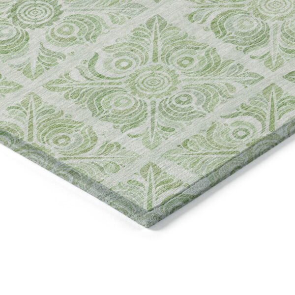 3' X 5' Artichoke Green And Mint Green Medallion Washable Indoor Outdoor Area Rug