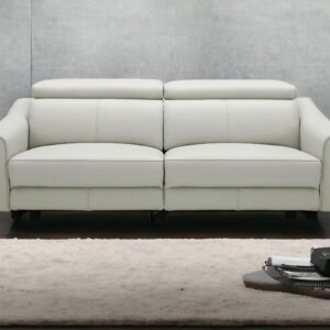 74" Gray And Black Leather Reclining Sofa