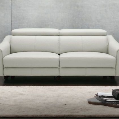 74" Gray And Black Leather Reclining Sofa