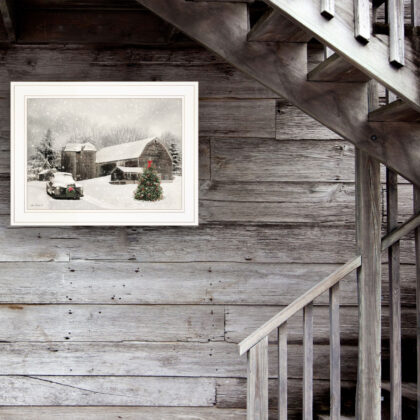 Farmhouse Christmas 1 White Framed Print Wall Art