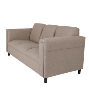 72" Beige And Black Polyester Sofa