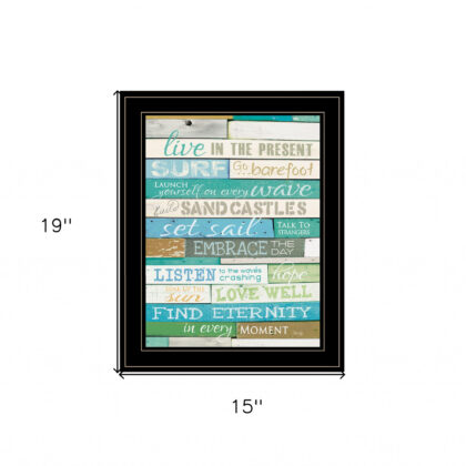 Live In The Present 3 Black Framed Print Wall Art