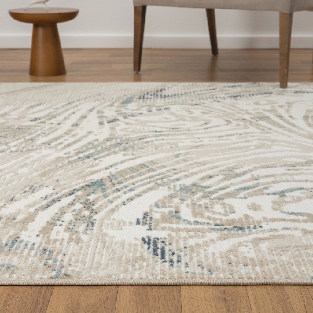 8' Gray Abstract Runner Rug
