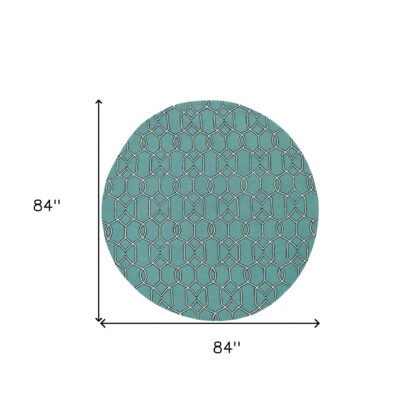 7' Round Green Round Moroccan Indoor Outdoor Area Rug