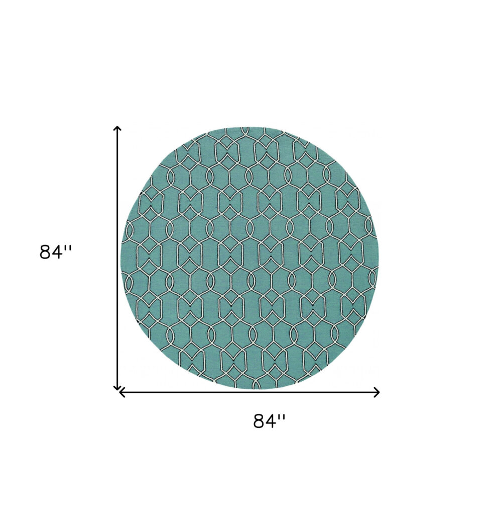 7' Round Green Round Moroccan Indoor Outdoor Area Rug