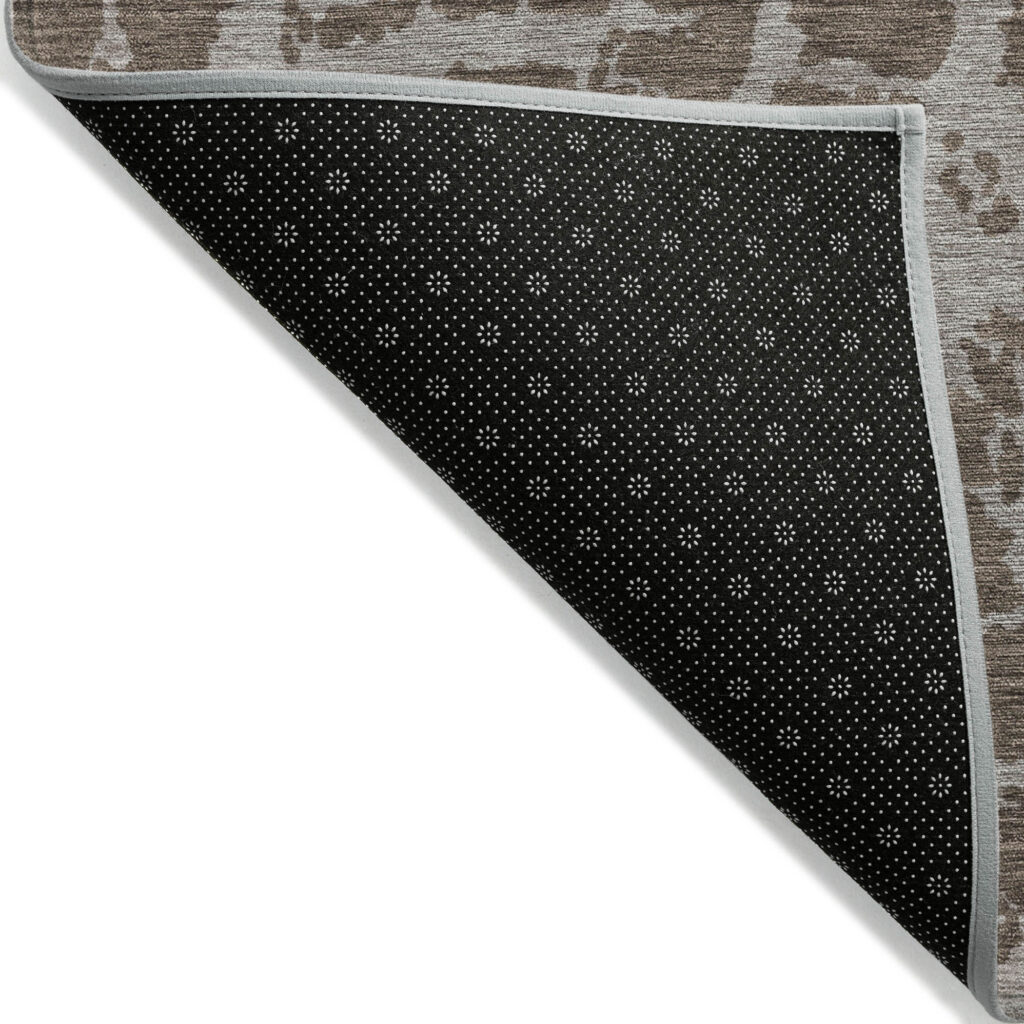 8' Round Brown Round Abstract Washable Non Skid Indoor Outdoor Area Rug