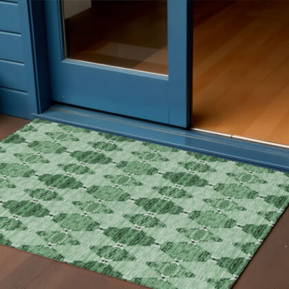 3' X 5' Emerald And Green Moroccan Washable Indoor Outdoor Area Rug