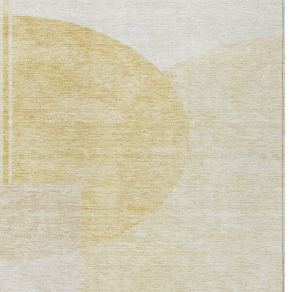 8' X 10' Gold Wheat And Ivory Geometric Washable Indoor Outdoor Area Rug