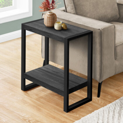 24" Black End Table With Shelf