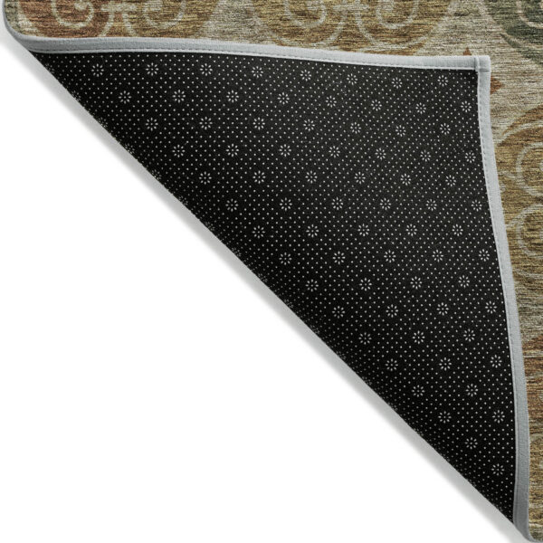 8' X 10' Taupe Green And Gold Trellis Washable Indoor Outdoor Area Rug