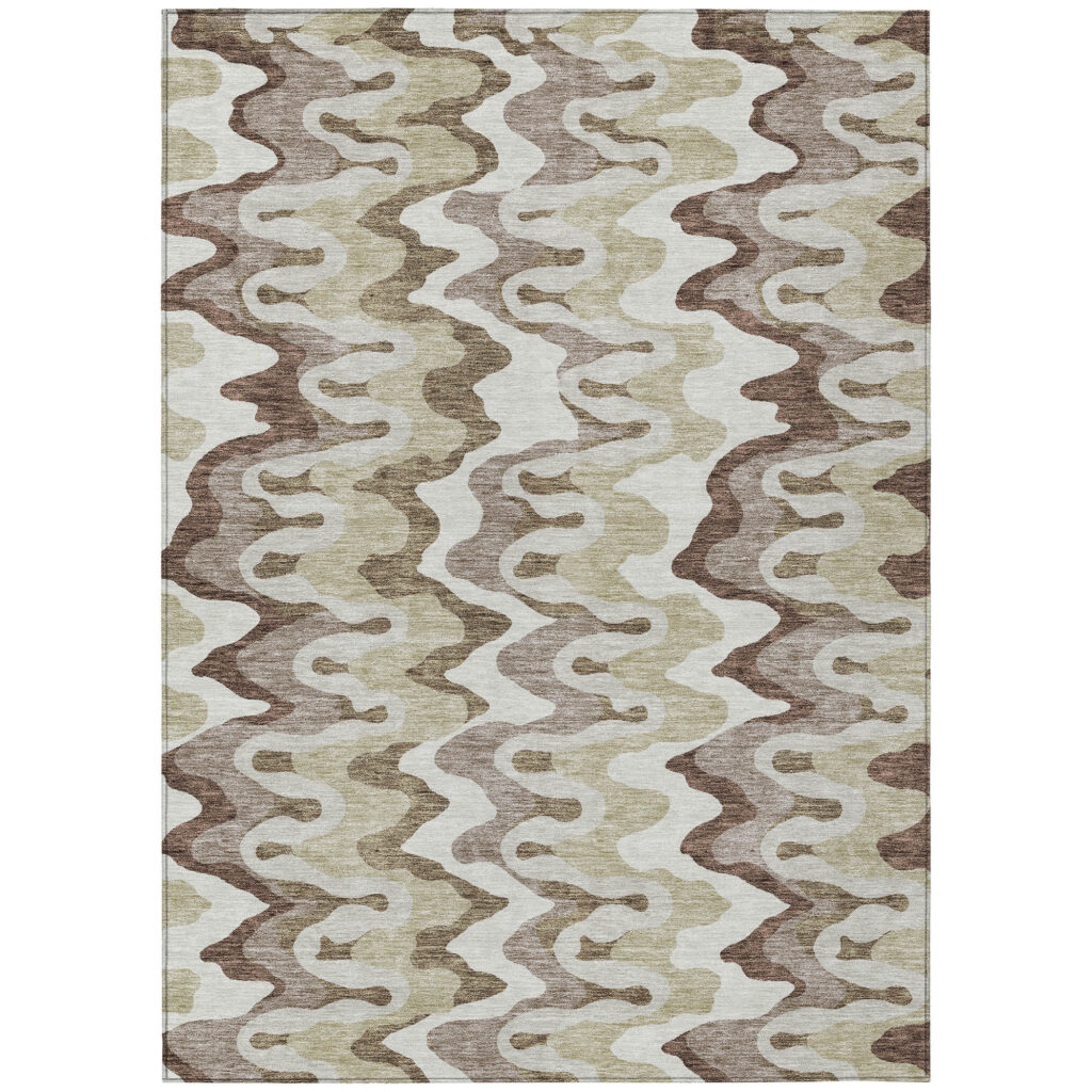 3' X 5' Beige Brown And Taupe Abstract Washable Indoor Outdoor Area Rug