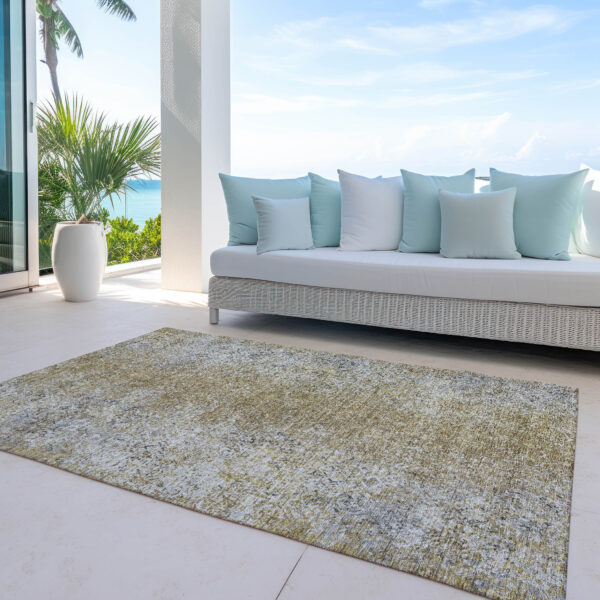 3' X 5' Brown Beige And Charcoal Oriental Washable Indoor Outdoor Area Rug
