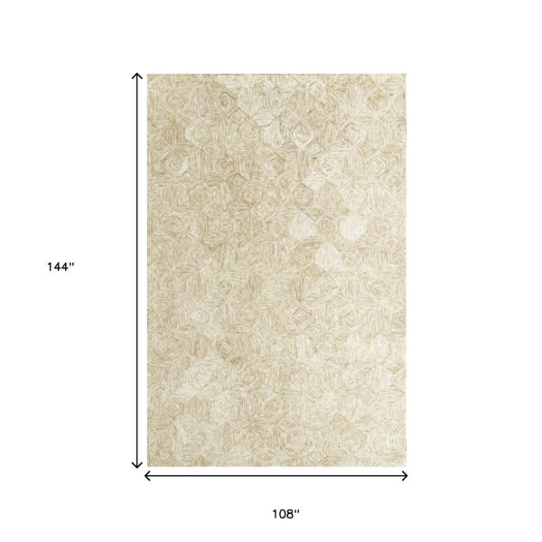 9' x 12' Beige Wool Geometric Hand Tufted Area Rug
