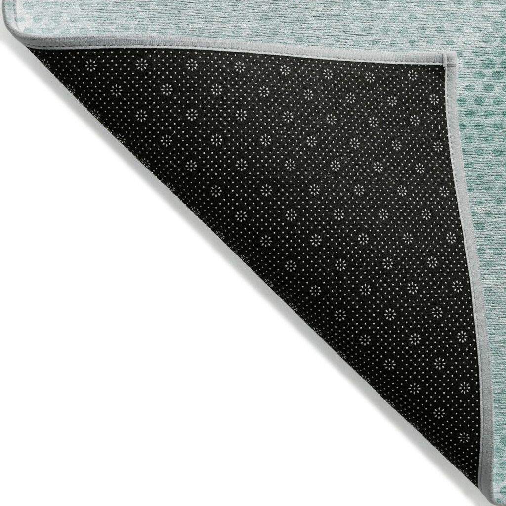 9' X 12' Teal Geometric Washable Non Skid Indoor Outdoor Area Rug