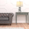 30" Mirrored Glass and Faux Crystal Geo Table Lamp With White Square Shade