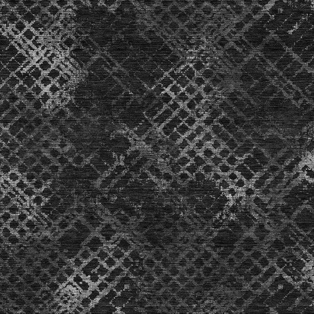 8' X 10' Charcoal Gray And Silver Geometric Washable Indoor Outdoor Area Rug
