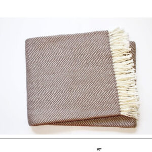 Brown and White Dreamy Soft Herringbone Throw Blanket