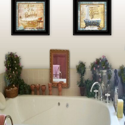 Set Of Two A Bit Of Bubbly 2 Black Framed Print Bathroom Wall Art