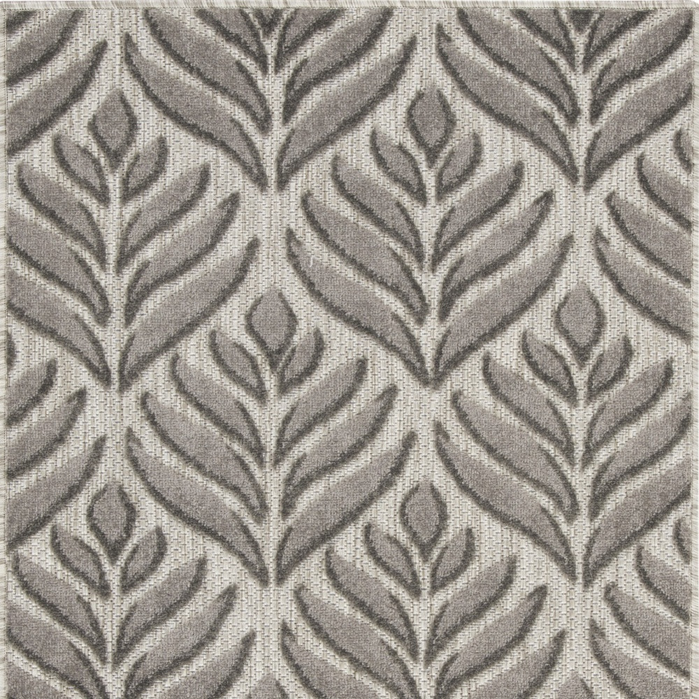 3' X 4' Charcoal Floral Indoor Outdoor Area Rug