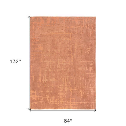 8' x 11' Orange Abstract Non Skid Area Rug