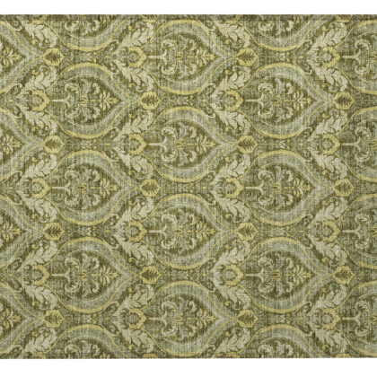 2' X 3' Green Damask Washable Non Skid Indoor Outdoor Area Rug