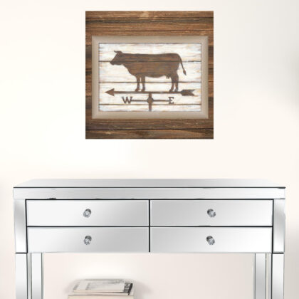 Farmhouse Cow Brown Framed Print Wall Art
