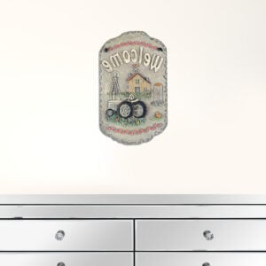 Tractor and Farm Welcome Sign Indoor Outdoor Resin Wall Decor