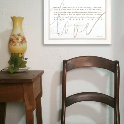 Love Never Fails 2 White Framed Print Wall Art