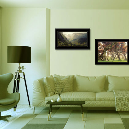 Set Of Two The Land Of Hobbits 2 Black Framed Print Wall Art