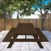 94" Dark Brown Solid Wood Outdoor Picnic Table