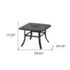 24" Black Square Metal Outdoor Bistro Table With Umbrella Hole