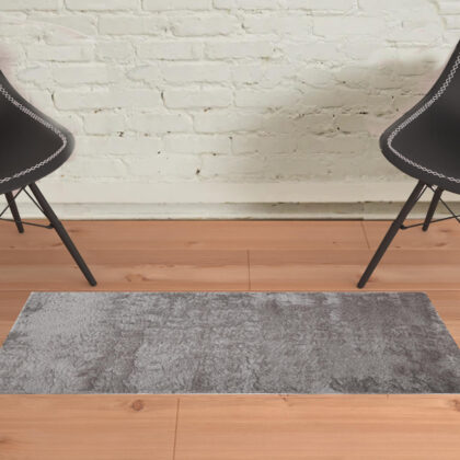 2' X 3' Gray And Silver Shag Tufted Handmade Area Rug