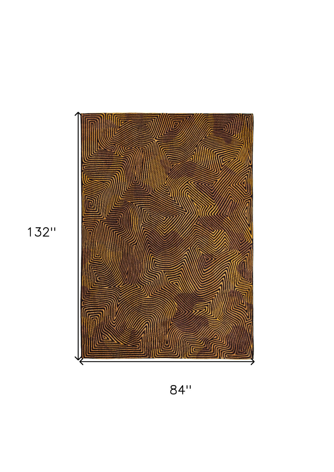 8' x 11' Black and Gold Abstract Non Skid Area Rug