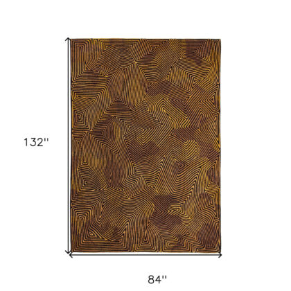 8' x 11' Black and Gold Abstract Non Skid Area Rug