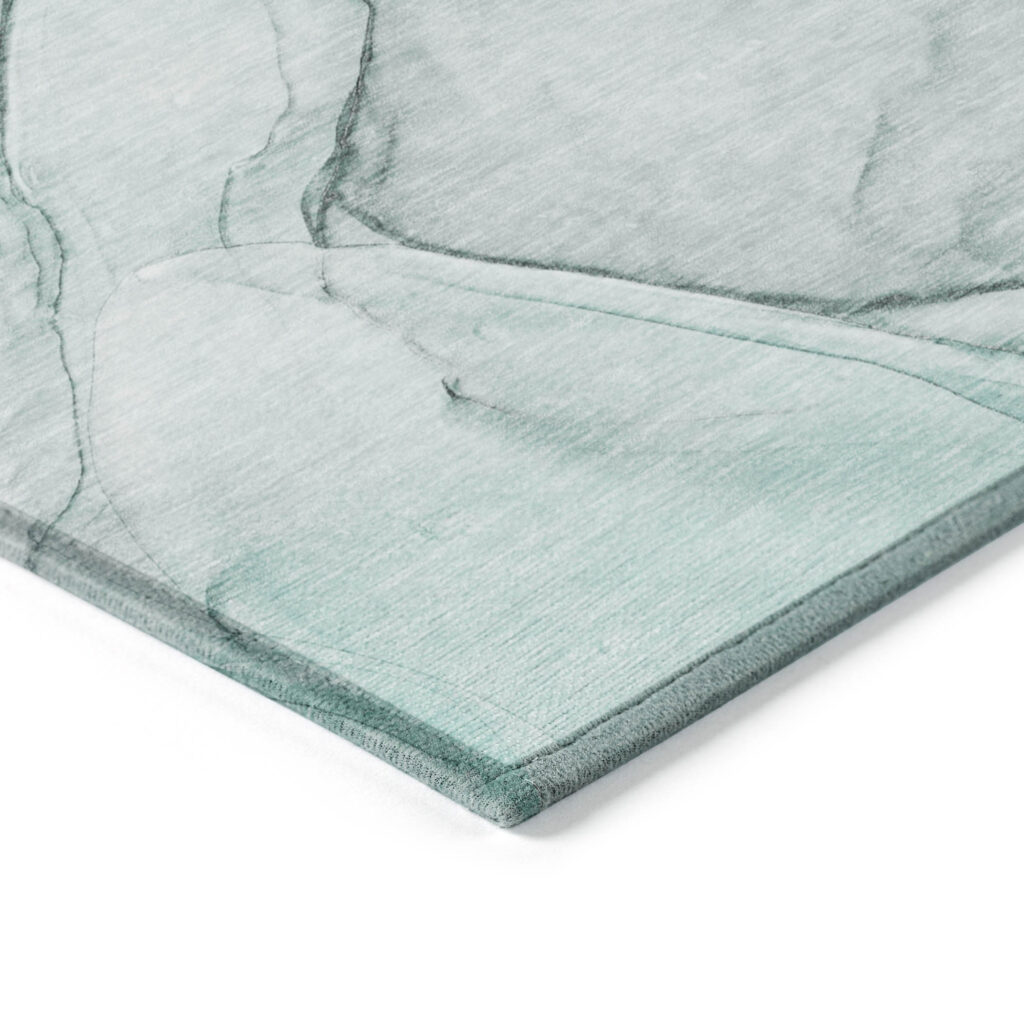 3' X 5' Teal Abstract Washable Non Skid Indoor Outdoor Area Rug