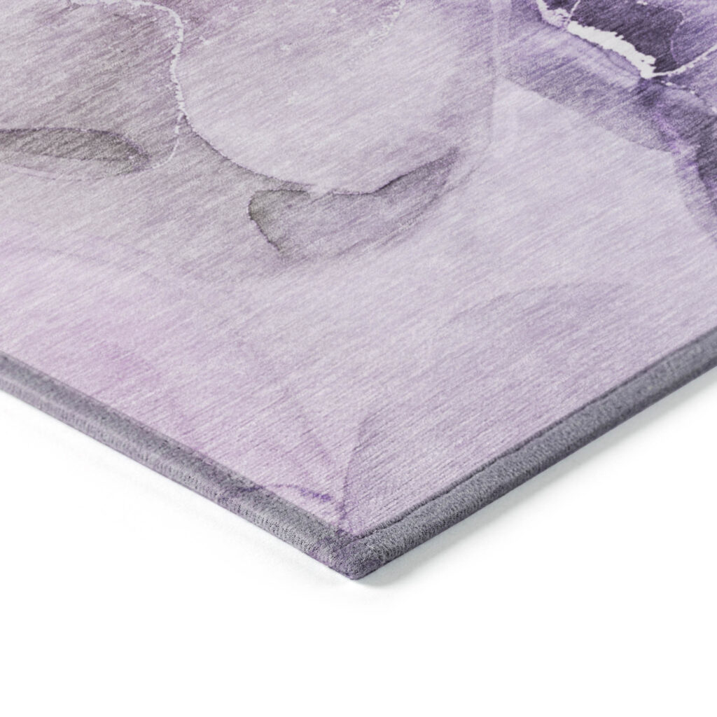 5' X 8' Purple and Green Abstract Washable Indoor Outdoor Area Rug