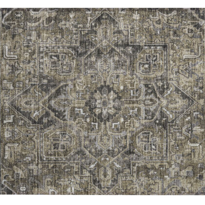 2' X 3' Taupe and Dark Taupe Oriental Washable Non Skid Indoor Outdoor Area Rug