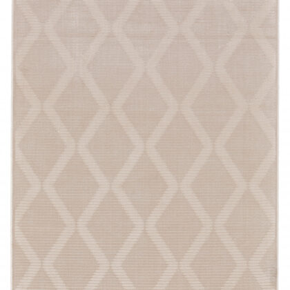 10' X 13' Ivory And Tan Geometric Stain Resistant Area Rug