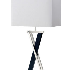 Set of Two 29" Black Metal Table Lamp With White Cone Shade