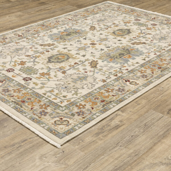 2' X 3' Gray And Ivory Oriental Power Loom Area Rug With Fringe