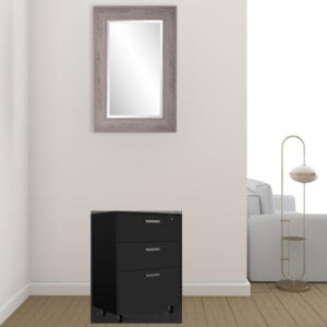 28" Black Wall mounted Accent Cabinet With Eight Shelves And Six Drawers