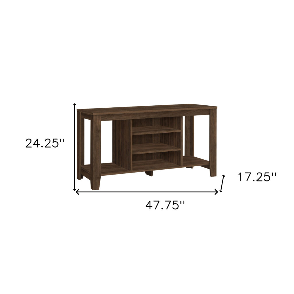 48" Brown Wood Open Shelving TV Stand