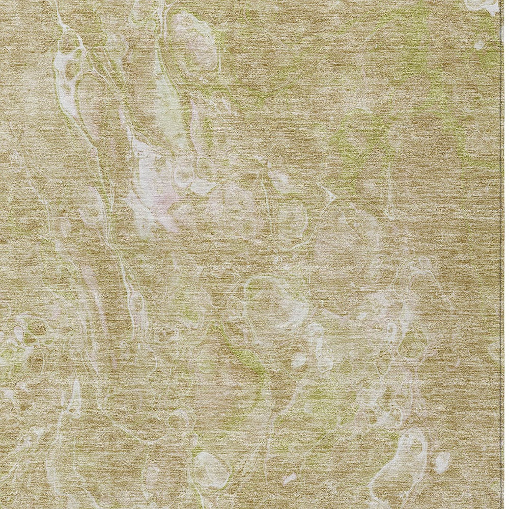5' X 8' Beige Ivory And Artichoke Green Abstract Washable Indoor Outdoor Area Rug
