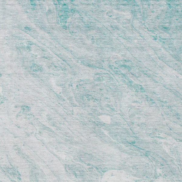 8' X 10' Aquamarine Aqua And Ivory Abstract Washable Indoor Outdoor Area Rug