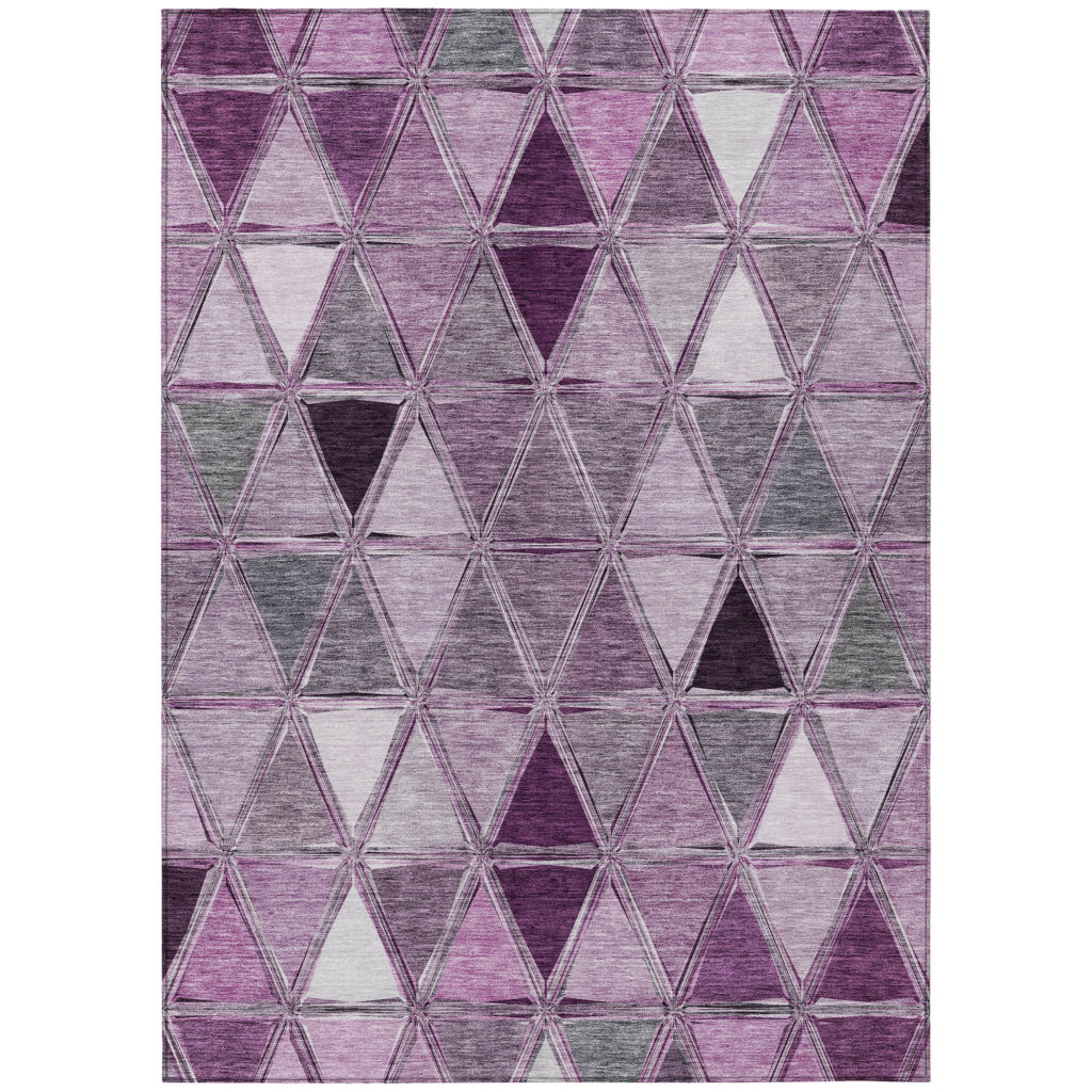 5' X 8' Merlot Purple And Lavender Geometric Washable Indoor Outdoor Area Rug